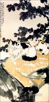 Xu Beihong un gato viejo tinta china Pinturas al óleo